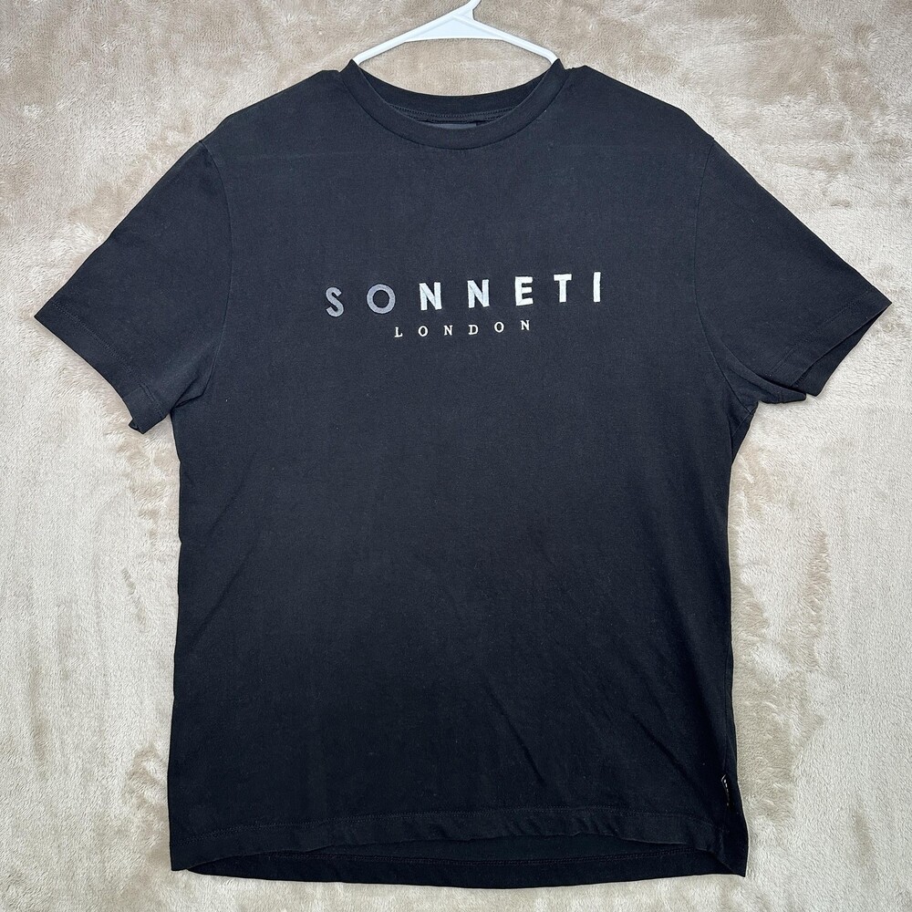 Sonneti London Shirt Mens Medium Black Logo Graphic Cotton Crewneck Tee